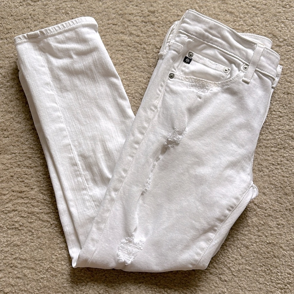 Ag Adriano Goldschmied White Cropped Jeans